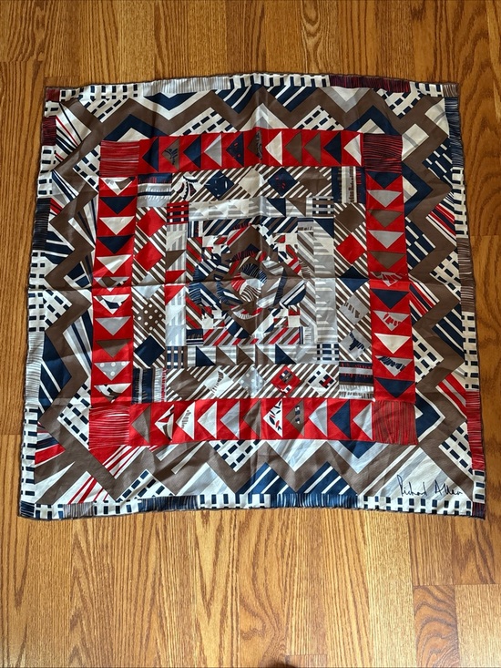 Richard Allen Accessories - Richard Allen Over-sized Geometric Print Silk Blend Scarf Bold Neck Accessory